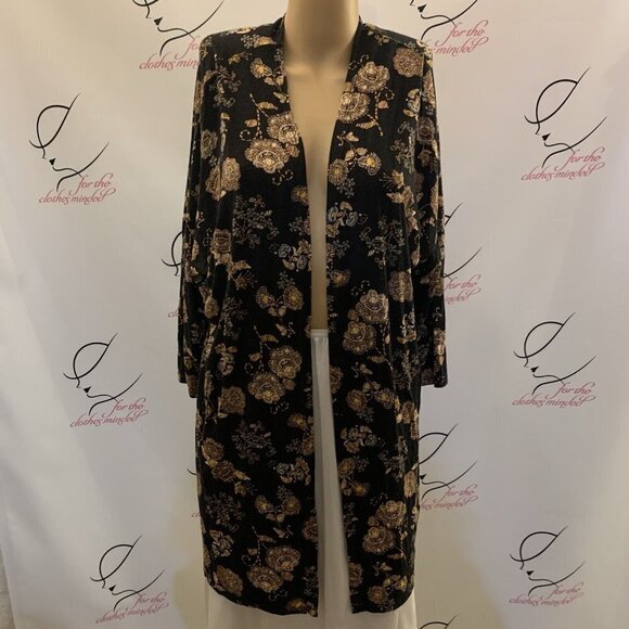 Acting Pro. Size Small. Knit Open Front Floral Duster. Stretch. B87. - Picture 1 of 5